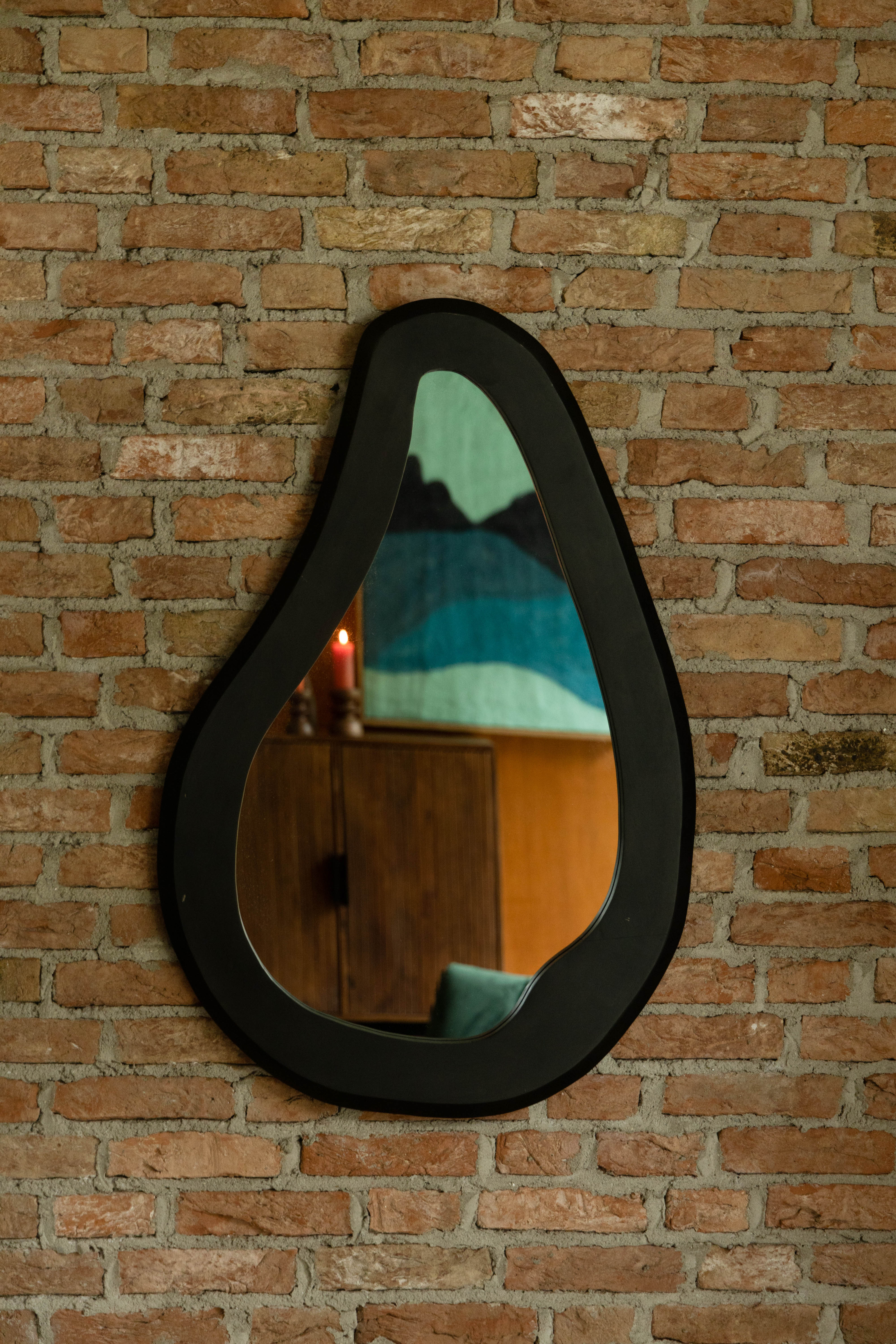Dutchbone Aren Organic Black Wood Wall Mirror Large